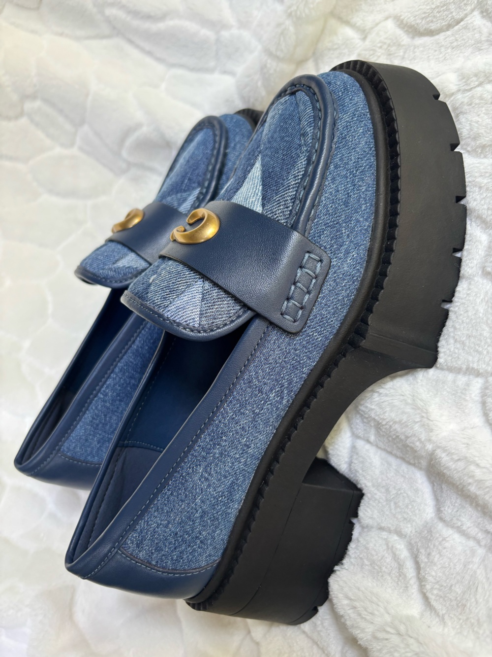 Coach Denim Leah Platform Loafer With Quilting - Picture 9 of 15